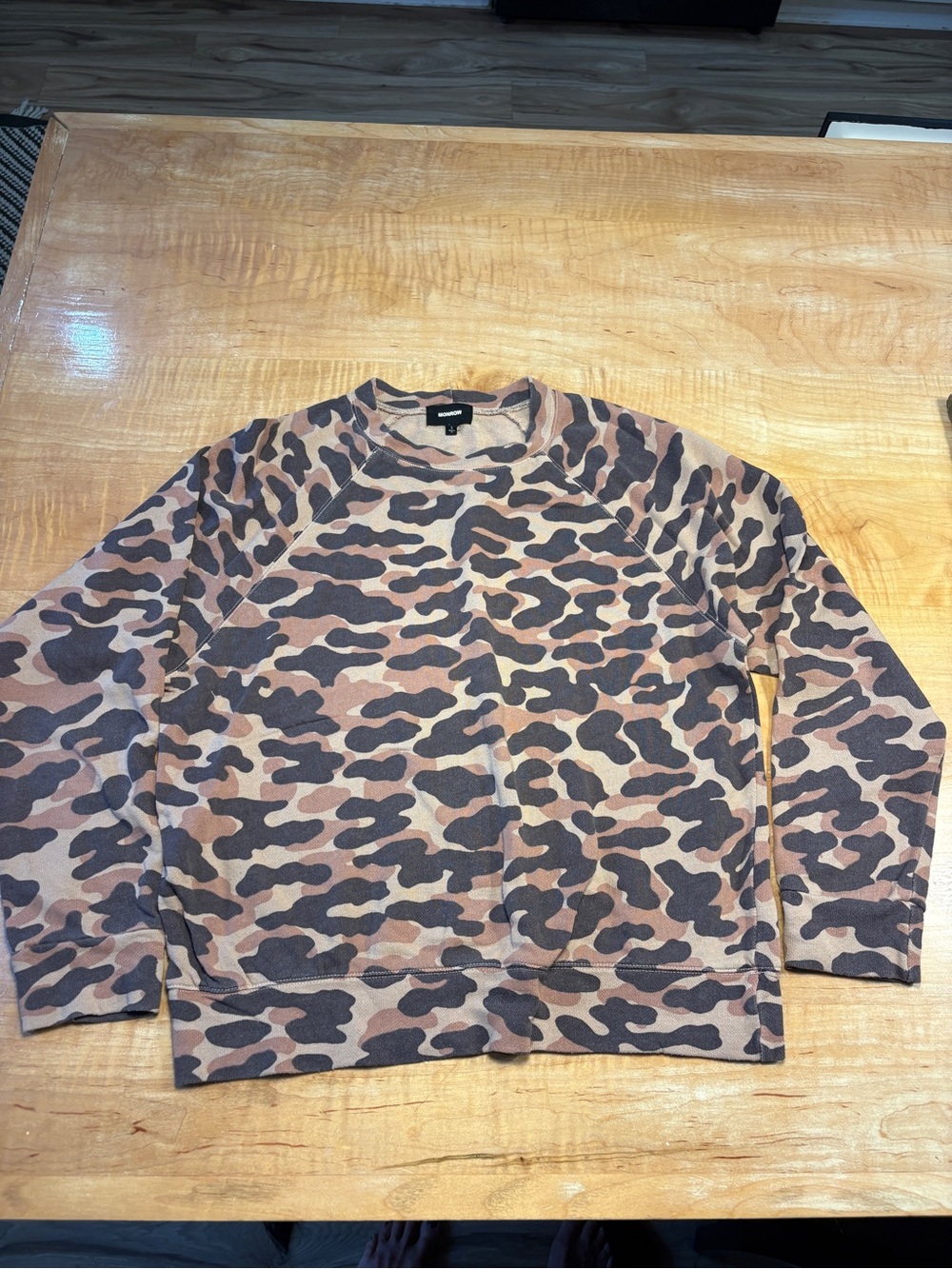 Monrow Camouflage Crewneck Sweatshirt in Brown and Pink